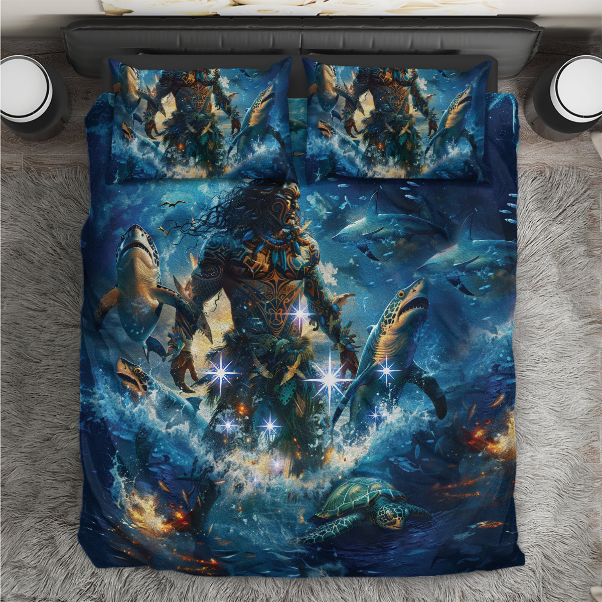 New Zealand Matariki Waita Bedding Set The Way Of The Water LT9 Black - Polynesian Pride