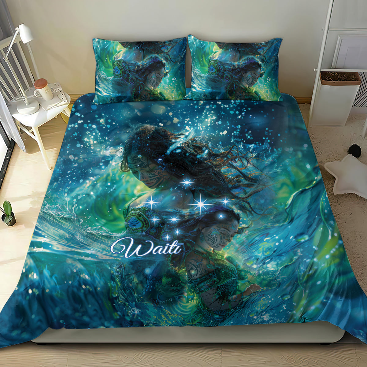 New Zealand Matariki Waiti Bedding Set The Beginnings Of Life LT9 - Polynesian Pride