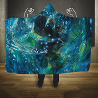 New Zealand Matariki Waiti Hooded Blanket The Beginnings Of Life LT9 One Size Black - Polynesian Pride