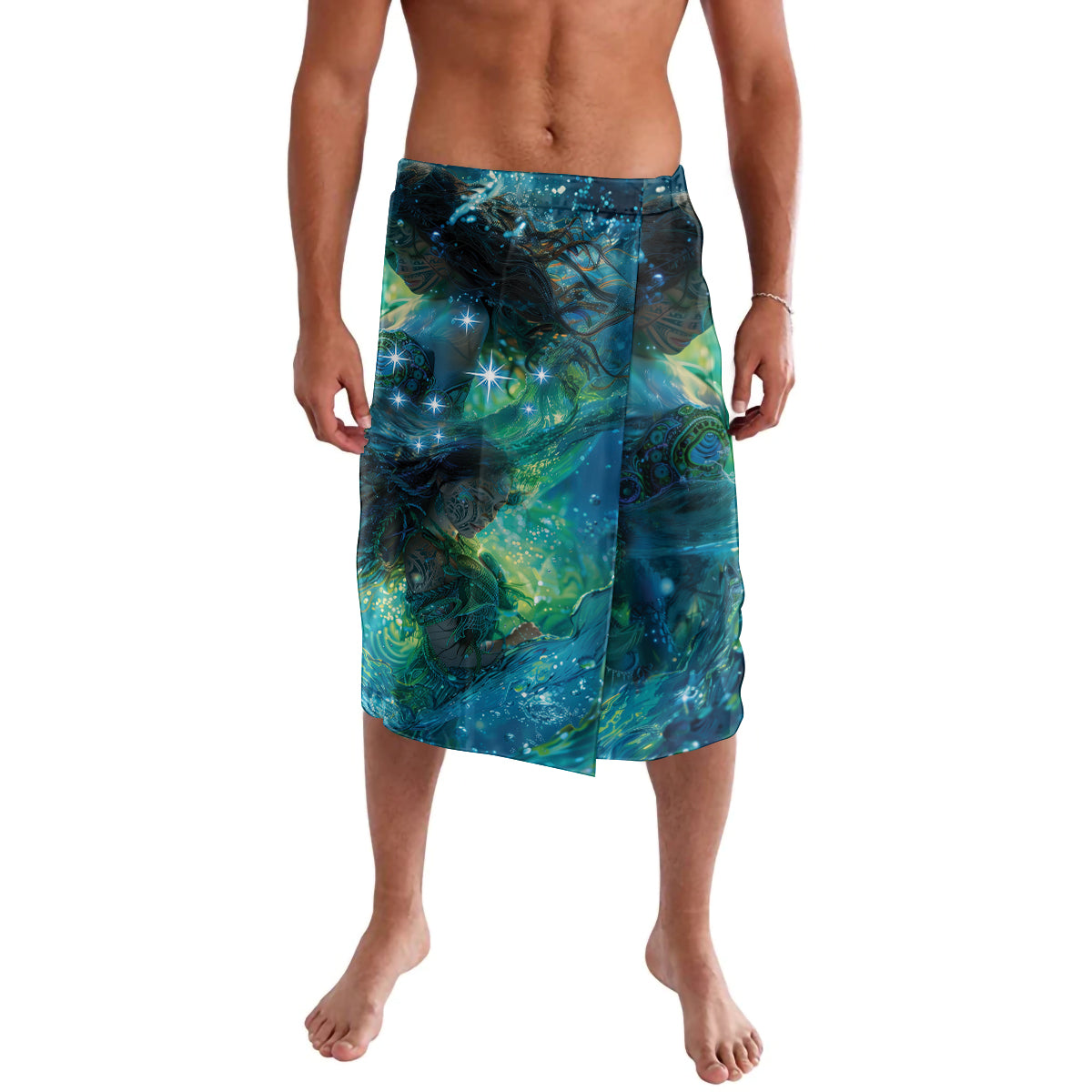 New Zealand Matariki Waiti Lavalava The Beginnings Of Life LT9 Black - Polynesian Pride