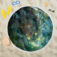 New Zealand Matariki Waiti Beach Blanket Waimori and The Origin Of Life LT9 One Size 150cm Black - Polynesian Pride