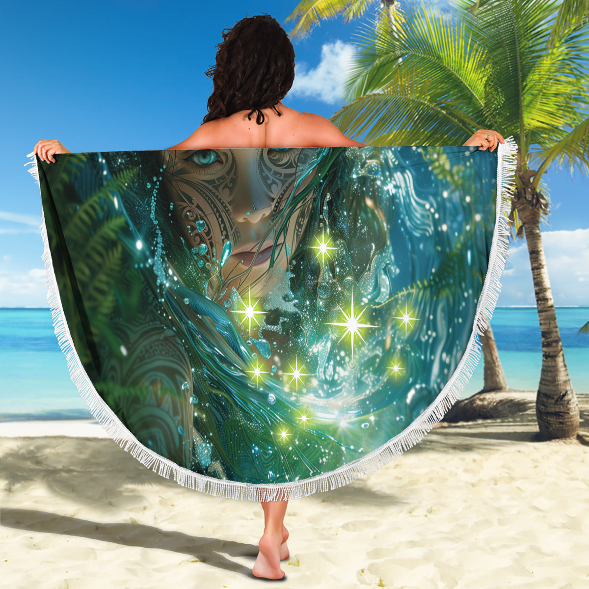 New Zealand Matariki Waiti Beach Blanket Waimori and The Origin Of Life LT9 - Polynesian Pride