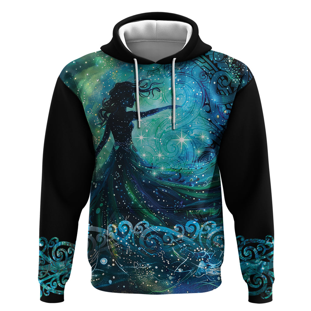 New Zealand Matariki Hiwa-i-te-rangi Hoodie Titiro ki nga Whetu Wishing Star LT9 Pullover Hoodie Black - Polynesian Pride