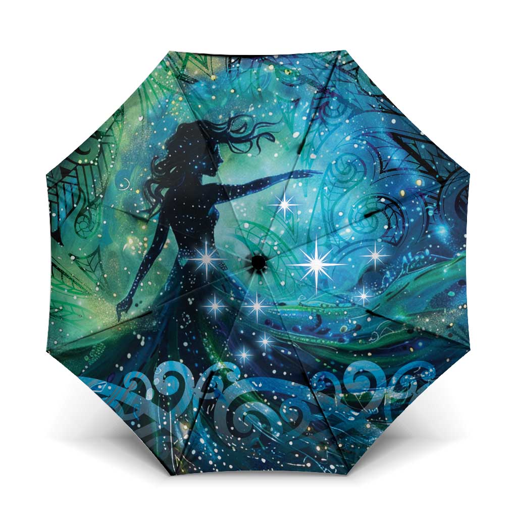 New Zealand Matariki Hiwa-i-te-rangi Umbrella Titiro ki nga Whetu Wishing Star LT9 One Size Folded 11.42 inch Opened Diameter 37.4 inch Black - Polynesian Pride