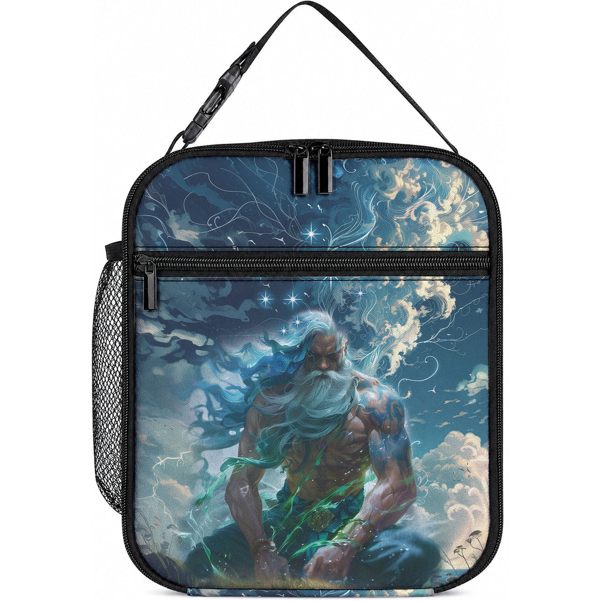 New Zealand Matariki Ururangi Lunch Bag The Murmur Of The Wind LT9 10.2 × 8.3 × 4.3 inch Black - Polynesian Pride