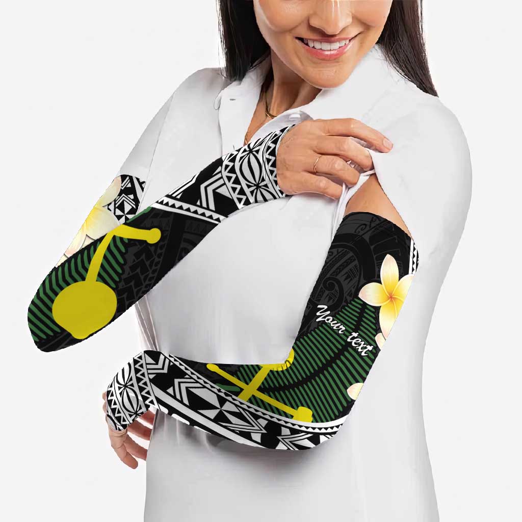 Alo Chiefdom Wallis and Futuna Personalized Arm Sleeves Frangipani Flowers Polynesian Pattern LT9 - Polynesian Pride