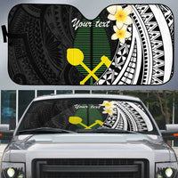 Alo Chiefdom Wallis and Futuna Personalized Auto Sun Shade Frangipani Flowers Polynesian Pattern LT9 Black - Polynesian Pride