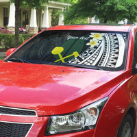 Alo Chiefdom Wallis and Futuna Personalized Auto Sun Shade Frangipani Flowers Polynesian Pattern LT9 - Polynesian Pride
