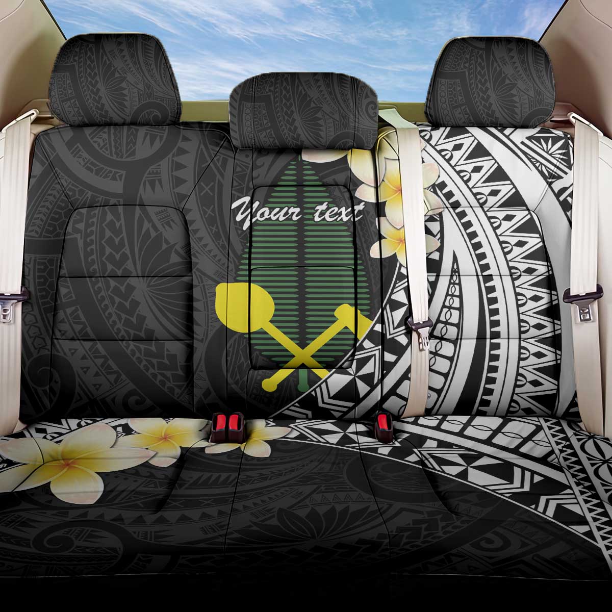 Alo Chiefdom Wallis and Futuna Personalized Back Car Seat Cover Frangipani Flowers Polynesian Pattern LT9 One Size Black - Polynesian Pride