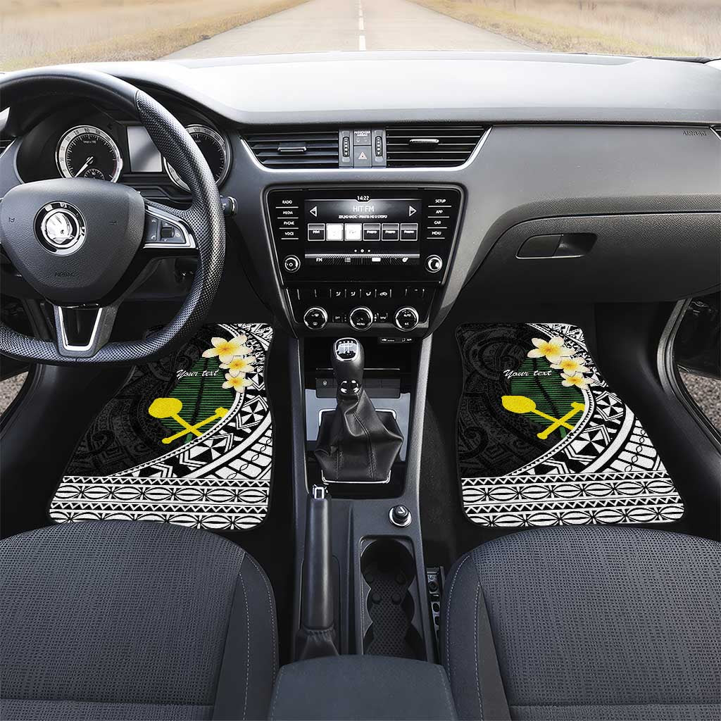 Alo Chiefdom Wallis and Futuna Personalized Car Mats Frangipani Flowers Polynesian Pattern LT9 Set 2pcs - Front Black - Polynesian Pride
