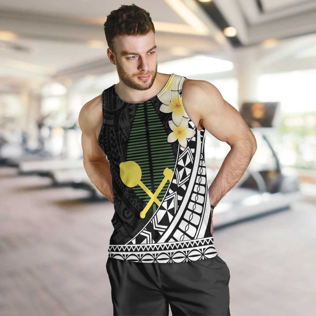 Alo Chiefdom Wallis and Futuna Personalized Men Tank Top Frangipani Flowers Polynesian Pattern LT9 Black - Polynesian Pride