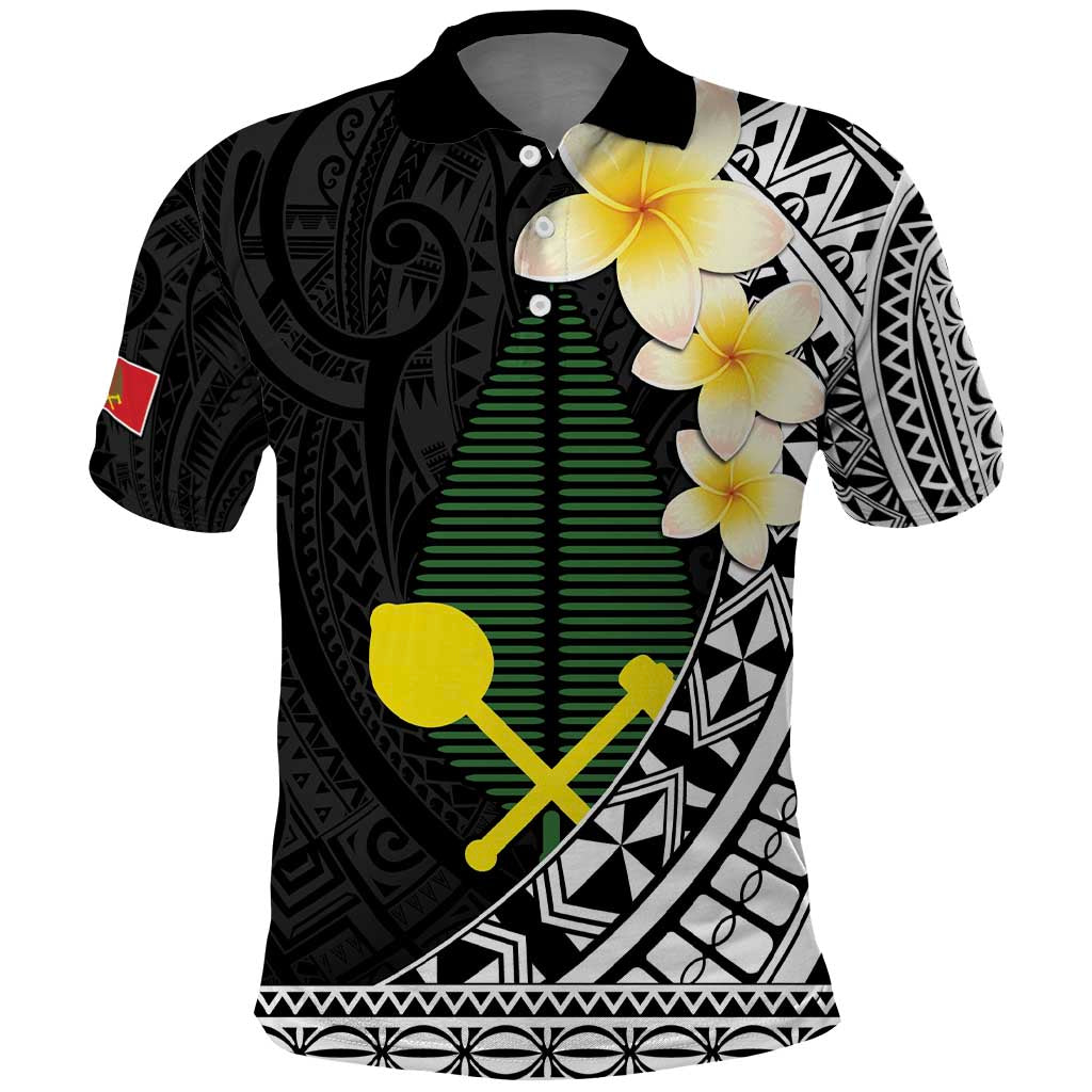 Alo Chiefdom Wallis and Futuna Personalized Polo Shirt Frangipani Flowers Polynesian Pattern LT9 Black - Polynesian Pride