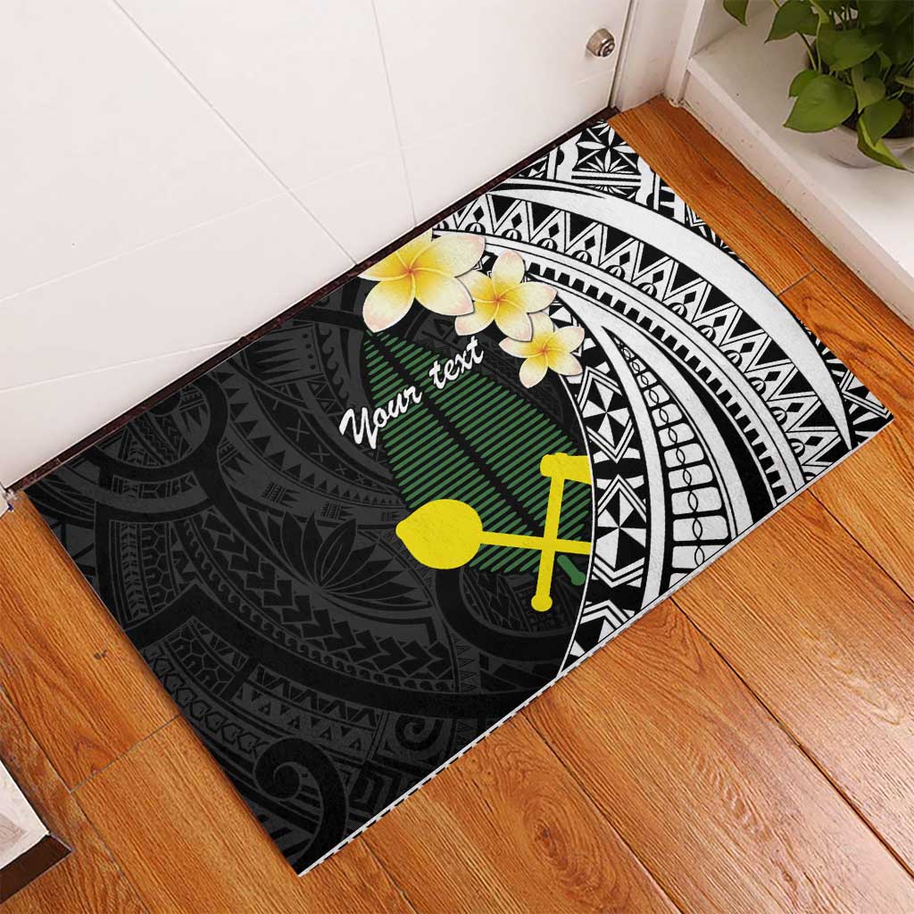 Alo Chiefdom Wallis and Futuna Personalized Rubber Doormat Frangipani Flowers Polynesian Pattern LT9 - Polynesian Pride