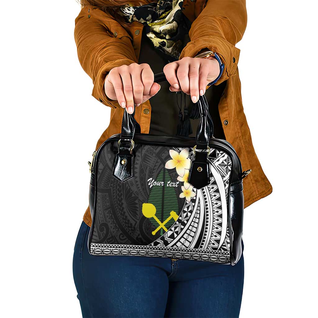 Alo Chiefdom Wallis and Futuna Personalized Shoulder Handbag Frangipani Flowers Polynesian Pattern LT9 One Size Black - Polynesian Pride