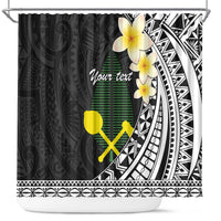 Alo Chiefdom Wallis and Futuna Personalized Shower Curtain Frangipani Flowers Polynesian Pattern LT9 Black - Polynesian Pride