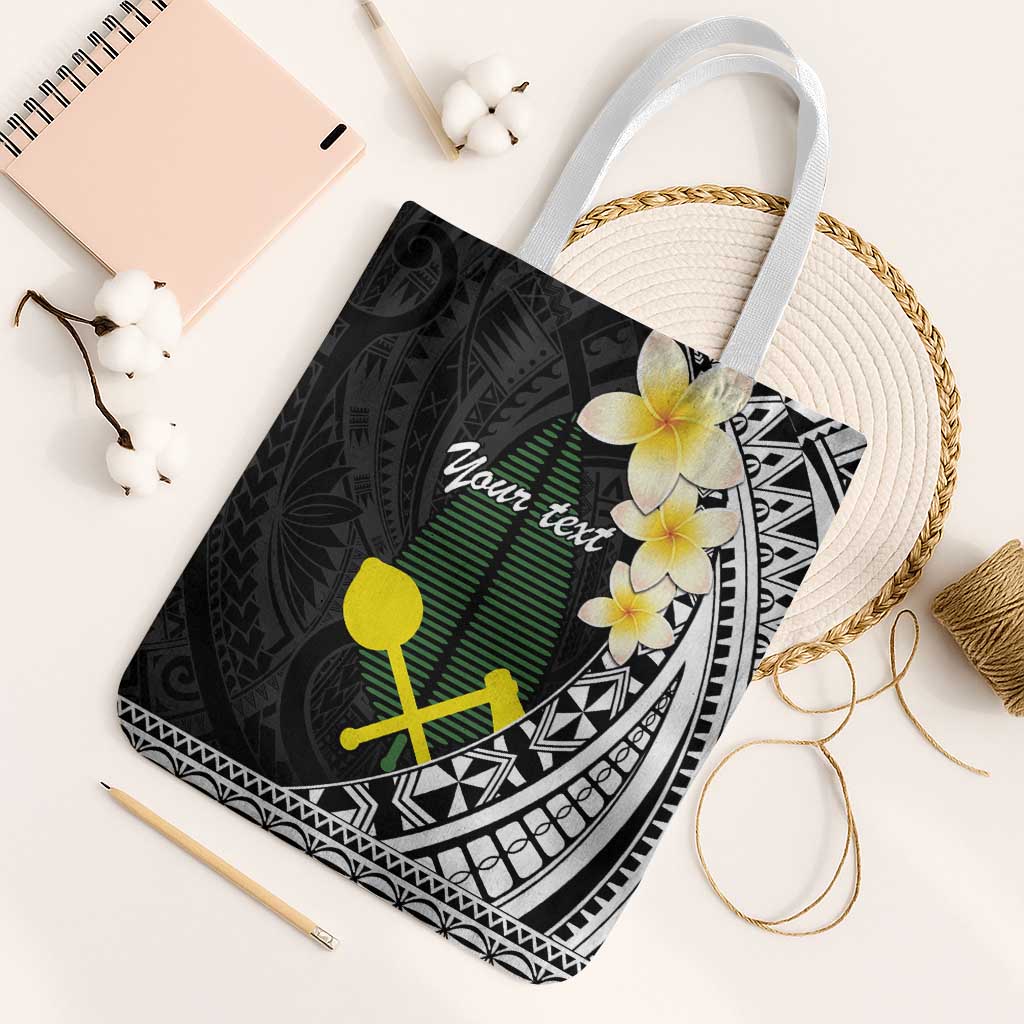 Alo Chiefdom Wallis and Futuna Personalized Tote Bag Frangipani Flowers Polynesian Pattern LT9 White Strap One Size Black - Polynesian Pride
