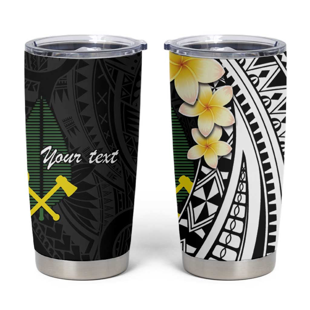 Alo Chiefdom Wallis and Futuna Personalized Tumbler Cup Frangipani Flowers Polynesian Pattern LT9 Black - Polynesian Pride