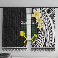 Alo Chiefdom Wallis and Futuna Personalized Window Curtain Frangipani Flowers Polynesian Pattern LT9 With Hooks Black - Polynesian Pride
