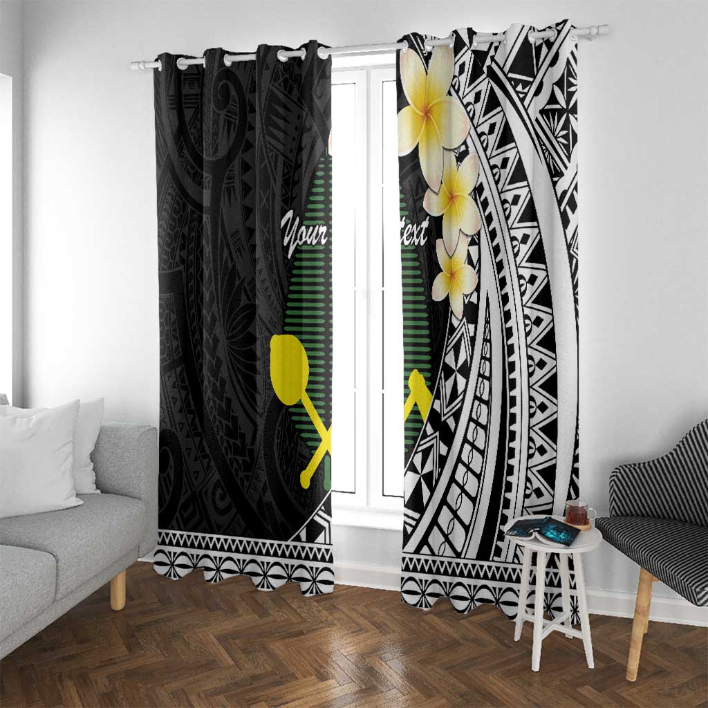 Alo Chiefdom Wallis and Futuna Personalized Window Curtain Frangipani Flowers Polynesian Pattern LT9 With Grommets Black - Polynesian Pride