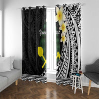 Alo Chiefdom Wallis and Futuna Personalized Window Curtain Frangipani Flowers Polynesian Pattern LT9 With Grommets Black - Polynesian Pride