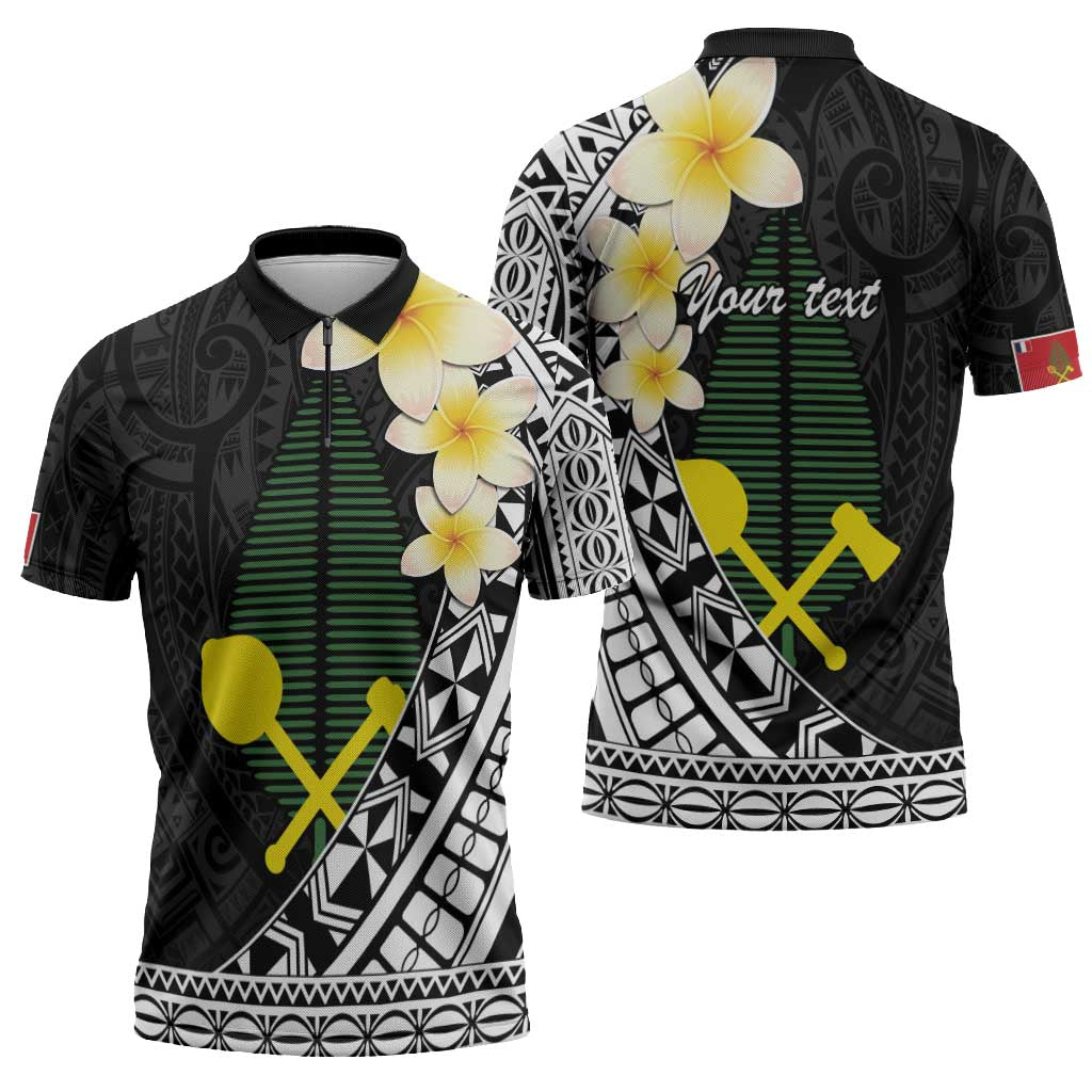 Alo Chiefdom Wallis and Futuna Personalized Zipper Polo Shirt Frangipani Flowers Polynesian Pattern LT9 - Polynesian Pride