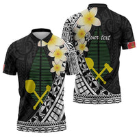 Alo Chiefdom Wallis and Futuna Personalized Zipper Polo Shirt Frangipani Flowers Polynesian Pattern LT9 - Polynesian Pride