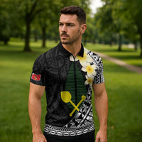 Alo Chiefdom Wallis and Futuna Personalized Zipper Polo Shirt Frangipani Flowers Polynesian Pattern LT9 - Polynesian Pride