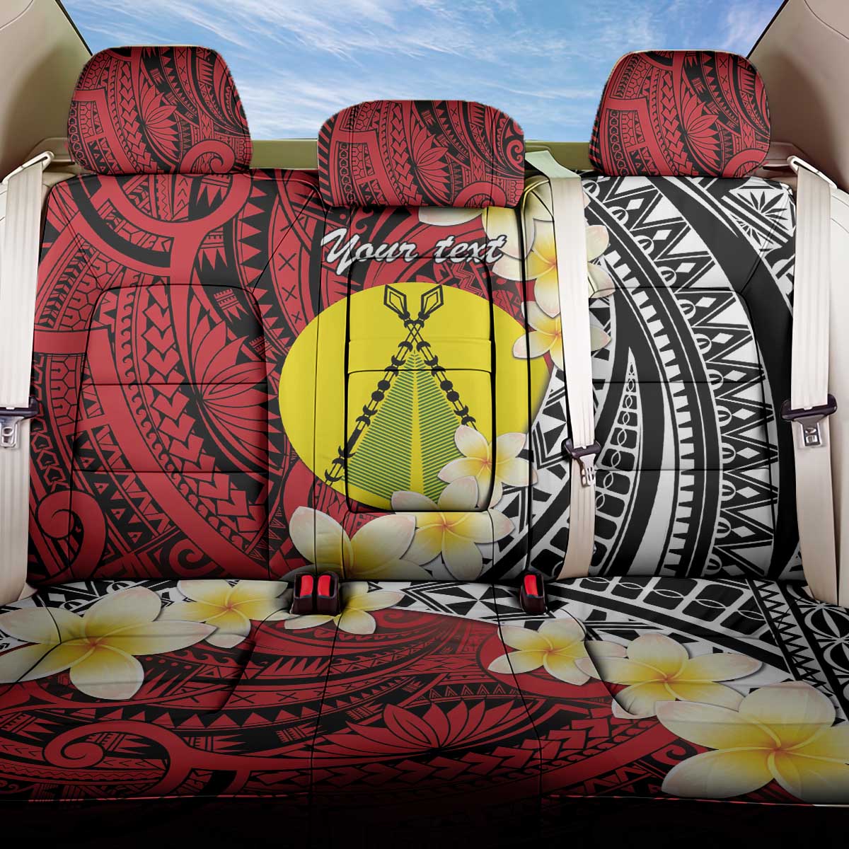 Sigave Chiefdom Wallis and Futuna Personalized Back Car Seat Cover Frangipani Flowers Polynesian Pattern LT9 One Size Red - Polynesian Pride