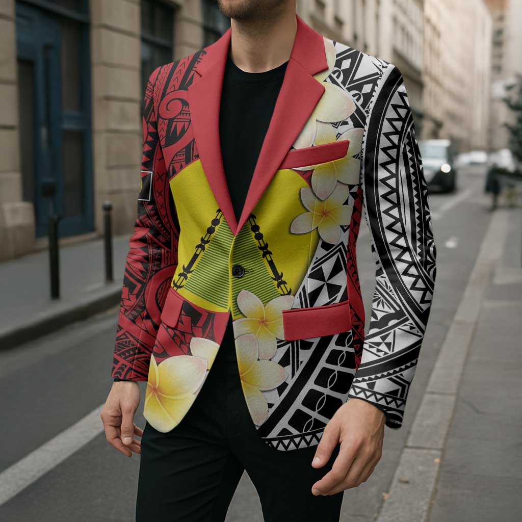 Sigave Chiefdom Wallis and Futuna Personalized Blazer Frangipani Flowers Polynesian Pattern LT9 - Polynesian Pride