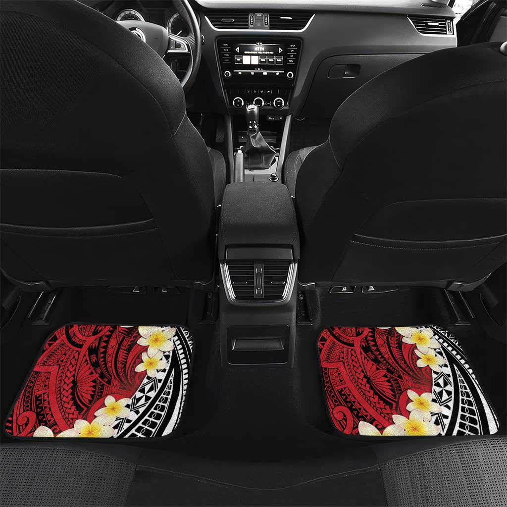 Sigave Chiefdom Wallis and Futuna Personalized Car Mats Frangipani Flowers Polynesian Pattern LT9 Set 2pcs - Back Red - Polynesian Pride