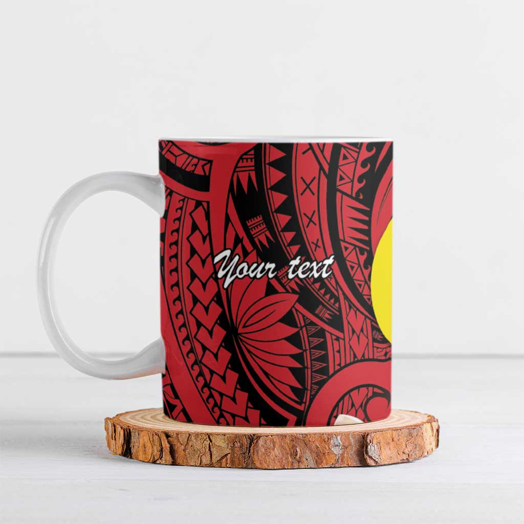Sigave Chiefdom Wallis and Futuna Personalized Ceramic Mug Frangipani Flowers Polynesian Pattern LT9 Red - Polynesian Pride