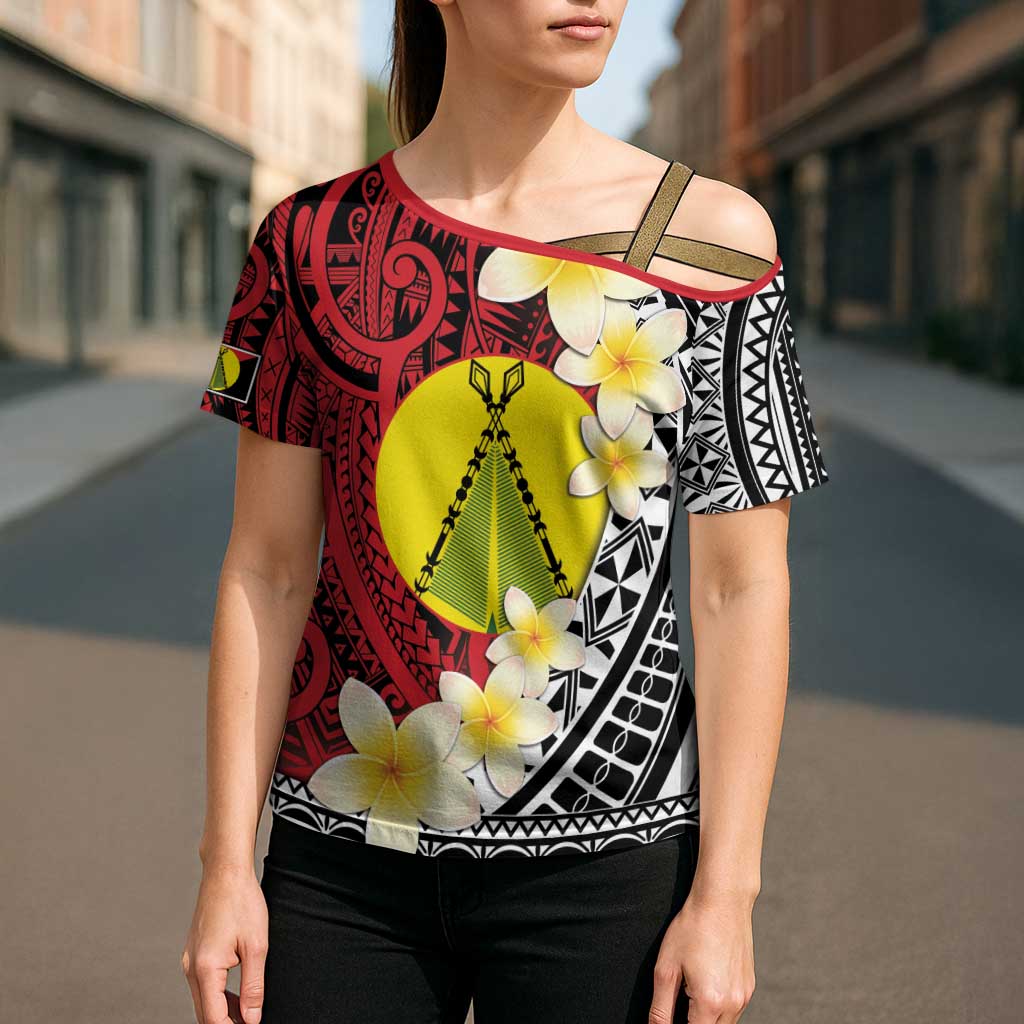 Sigave Chiefdom Wallis and Futuna Personalized Cross Shoulder Shirt Frangipani Flowers Polynesian Pattern LT9 - Polynesian Pride
