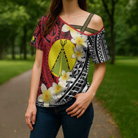 Sigave Chiefdom Wallis and Futuna Personalized Cross Shoulder Shirt Frangipani Flowers Polynesian Pattern LT9 - Polynesian Pride
