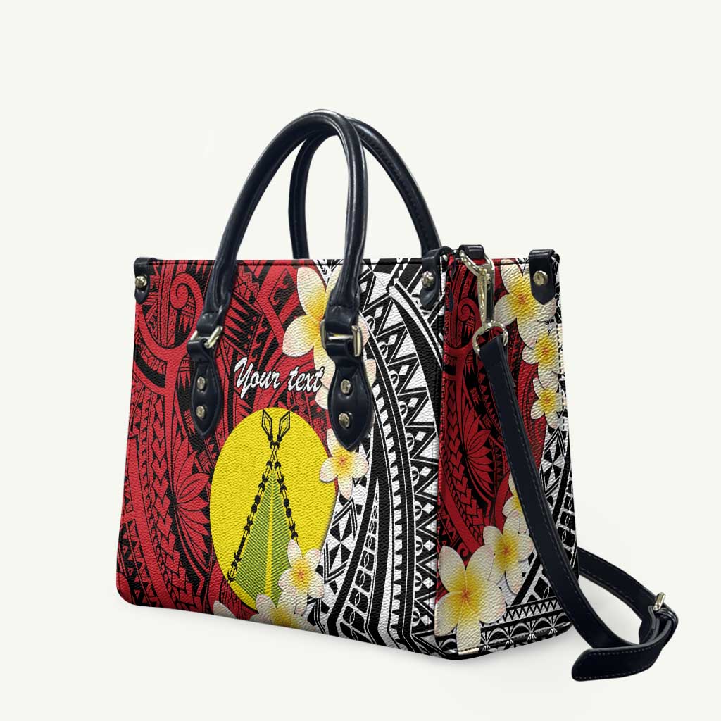 Sigave Chiefdom Wallis and Futuna Personalized Leather Bag Frangipani Flowers Polynesian Pattern LT9 Red - Polynesian Pride