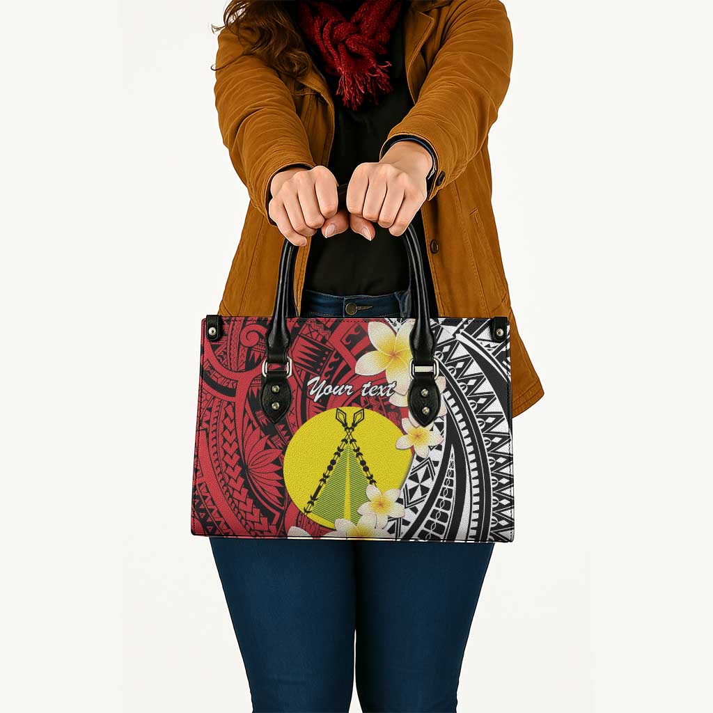 Sigave Chiefdom Wallis and Futuna Personalized Leather Bag Frangipani Flowers Polynesian Pattern LT9 - Polynesian Pride