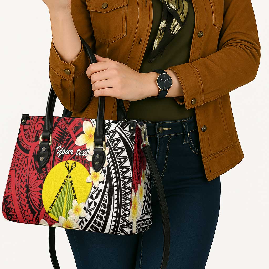 Sigave Chiefdom Wallis and Futuna Personalized Leather Bag Frangipani Flowers Polynesian Pattern LT9 - Polynesian Pride
