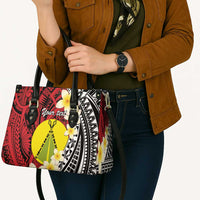 Sigave Chiefdom Wallis and Futuna Personalized Leather Bag Frangipani Flowers Polynesian Pattern LT9 - Polynesian Pride
