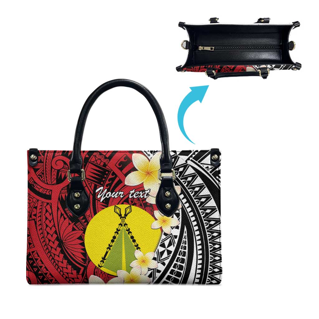 Sigave Chiefdom Wallis and Futuna Personalized Leather Bag Frangipani Flowers Polynesian Pattern LT9 - Polynesian Pride