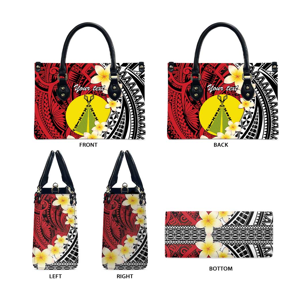 Sigave Chiefdom Wallis and Futuna Personalized Leather Bag Frangipani Flowers Polynesian Pattern LT9 - Polynesian Pride