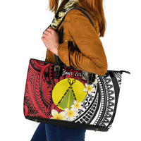 Sigave Chiefdom Wallis and Futuna Personalized Leather Tote Bag Frangipani Flowers Polynesian Pattern LT9 Red - Polynesian Pride