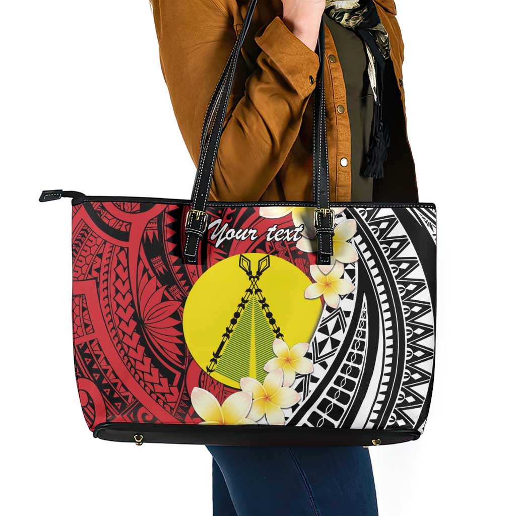 Sigave Chiefdom Wallis and Futuna Personalized Leather Tote Bag Frangipani Flowers Polynesian Pattern LT9 - Polynesian Pride