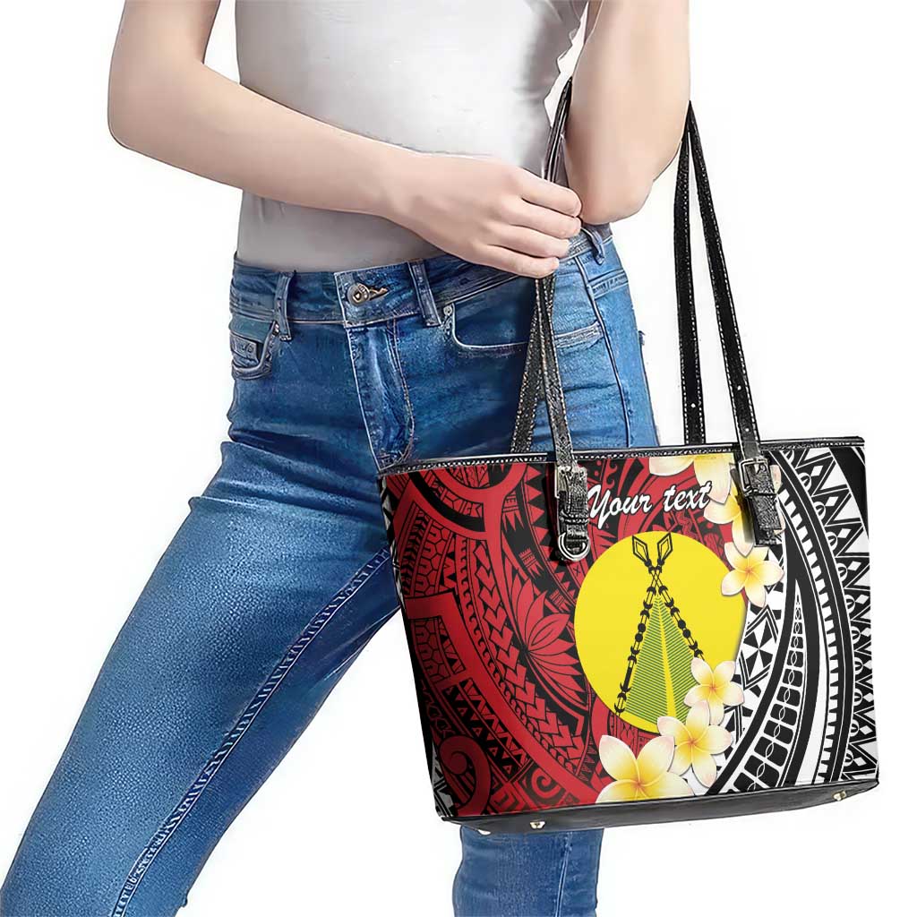 Sigave Chiefdom Wallis and Futuna Personalized Leather Tote Bag Frangipani Flowers Polynesian Pattern LT9 - Polynesian Pride