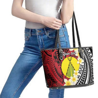 Sigave Chiefdom Wallis and Futuna Personalized Leather Tote Bag Frangipani Flowers Polynesian Pattern LT9 - Polynesian Pride