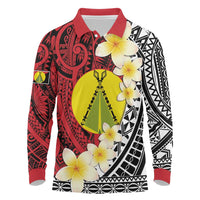 Sigave Chiefdom Wallis and Futuna Personalized Long Sleeve Polo Shirt Frangipani Flowers Polynesian Pattern LT9 Red - Polynesian Pride