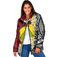 Sigave Chiefdom Wallis and Futuna Personalized Padded Jacket Frangipani Flowers Polynesian Pattern LT9 Women Red - Polynesian Pride