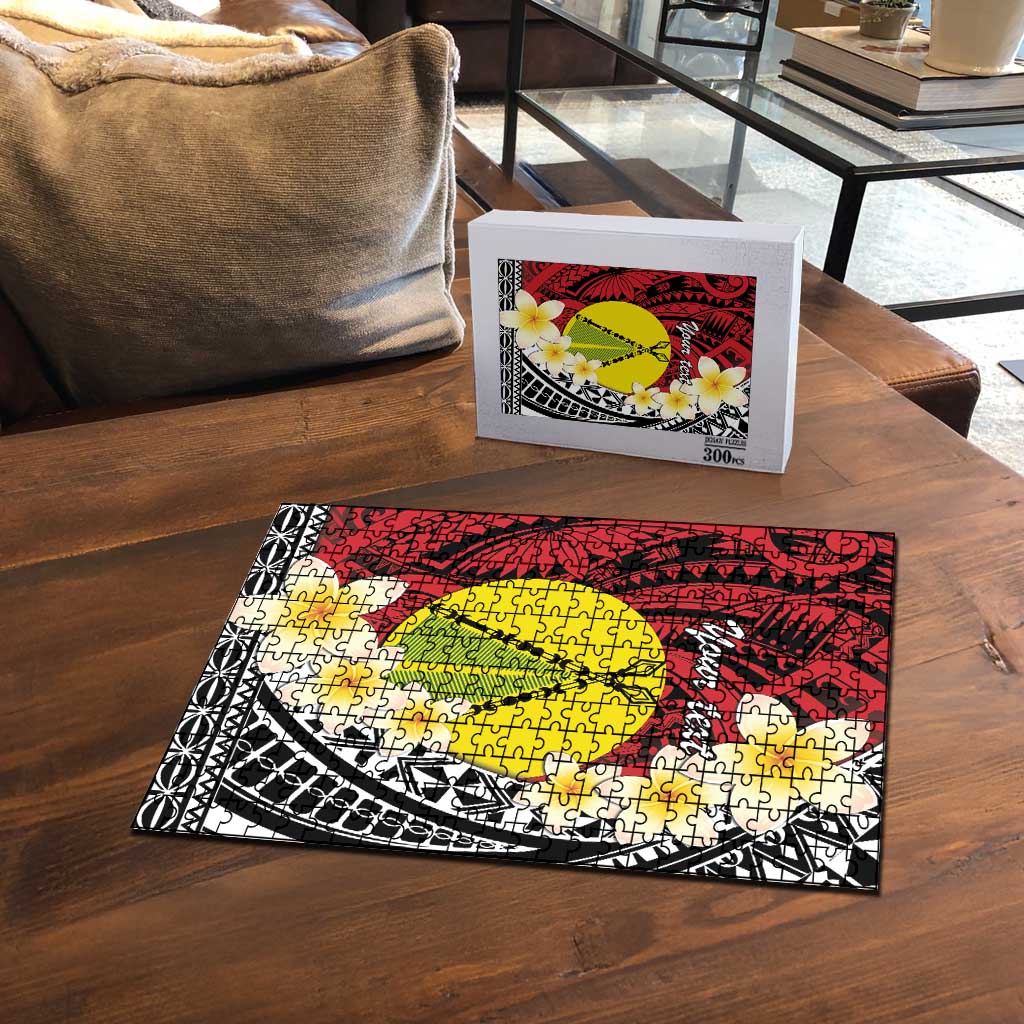 Sigave Chiefdom Wallis and Futuna Personalized Puzzle Frangipani Flowers Polynesian Pattern LT9 - Polynesian Pride