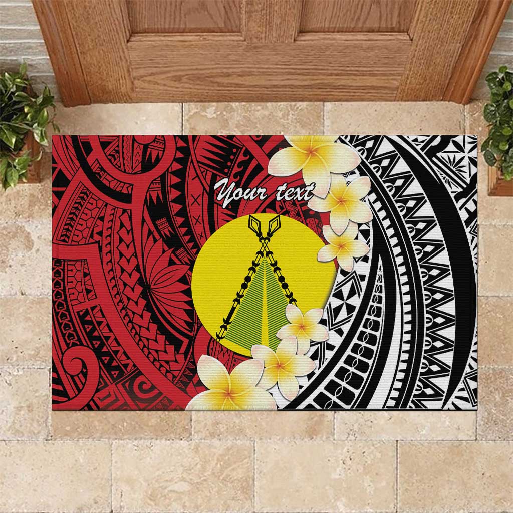 Sigave Chiefdom Wallis and Futuna Personalized Rubber Doormat Frangipani Flowers Polynesian Pattern LT9 Red - Polynesian Pride
