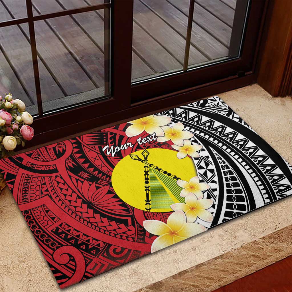 Sigave Chiefdom Wallis and Futuna Personalized Rubber Doormat Frangipani Flowers Polynesian Pattern LT9 - Polynesian Pride