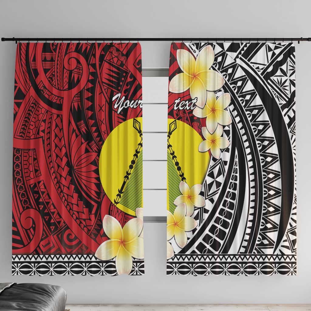 Sigave Chiefdom Wallis and Futuna Personalized Window Curtain Frangipani Flowers Polynesian Pattern LT9 With Hooks Red - Polynesian Pride