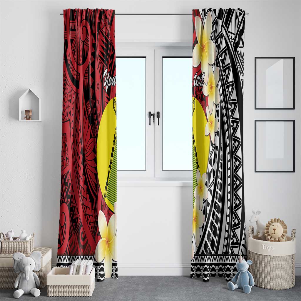 Sigave Chiefdom Wallis and Futuna Personalized Window Curtain Frangipani Flowers Polynesian Pattern LT9 - Polynesian Pride